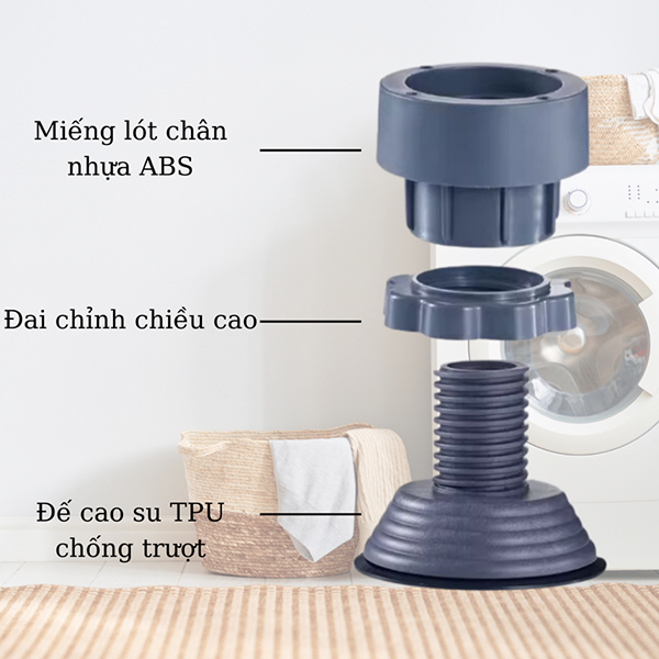 Bộ 4 chân đỡ chống rung chống sốc chống trượt đa năng cho máy giặt tủ lạnh