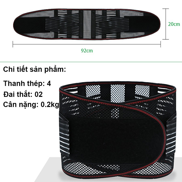 Đai lưng cột sống ADM loại thoáng khí cải thiện thoái hóa, thoát vị, Size L : Vòng Bụng 80-110cm	