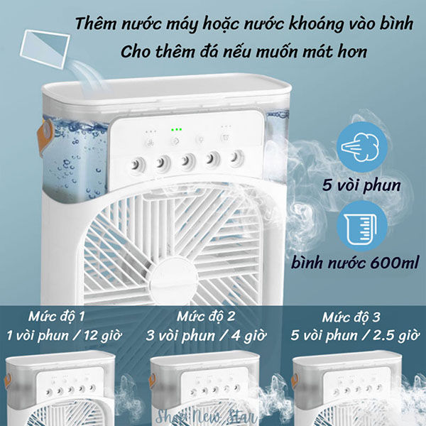 Quạt hơi nước kiêm đèn ngủ để bàn 3 chế độ gió tiện lợi