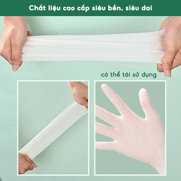 Hộp 30 gang tay làm bếp đa năng, không mùi, mỏng nhẹ co giãn tốt, Size L : lòng tay 9-10cm