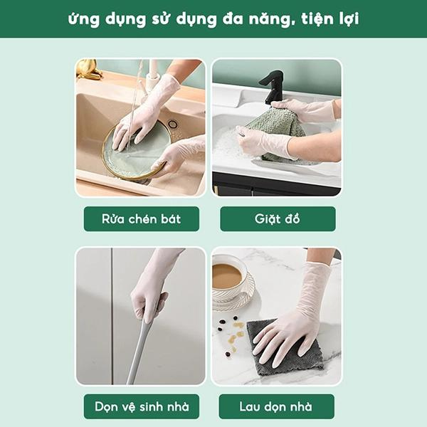 Hộp 30 gang tay làm bếp đa năng, không mùi, mỏng nhẹ co giãn tốt, Size L : lòng tay 9-10cm