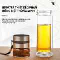 Bình thuỷ tinh 350ml giữ nhiệt 2 lớp lưới lọc tiện dụng 