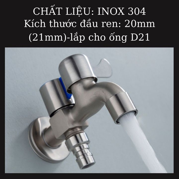 Vòi nước phòng tắm inox có 2 đường nước