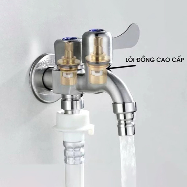 Vòi nước phòng tắm inox có 2 đường nước