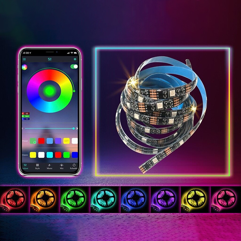 Đèn Led RGB 16 triệu màu điều khiển bằng điện thoại, Loại 1m + Dây kết nối app