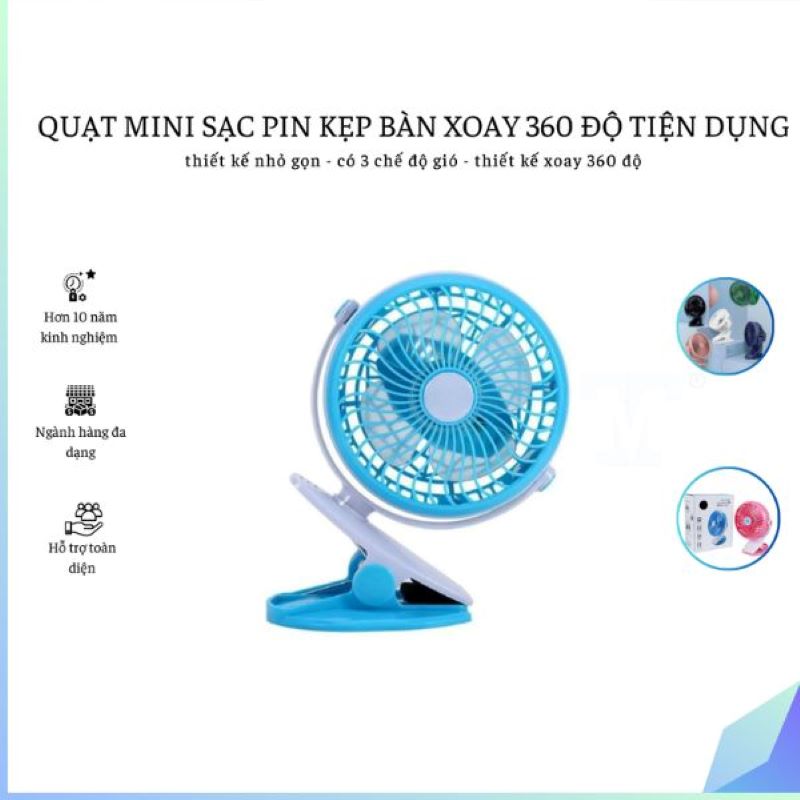 quạt mini kẹp bàn điều chỉnh 360 độ