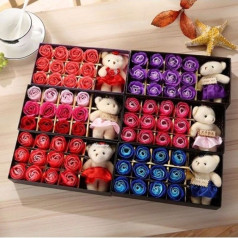 Hoa hồng sáp thơm 12 bông kèm gấu sweet xinh xắn