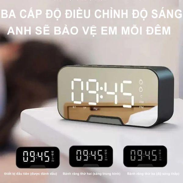 Loa đồng hồ bluetooth mặt gương cao cấp