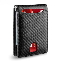 Ví da nam đựng thẻ từ tính Carbon Leather RFID Money Clip