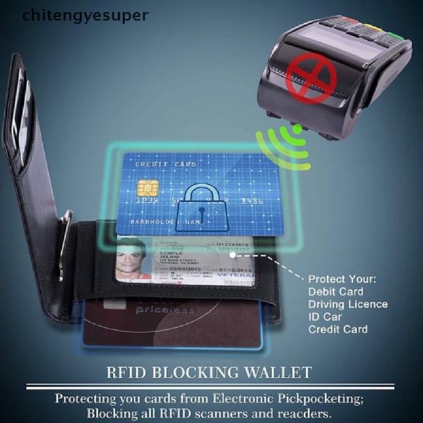 Ví da nam đựng thẻ từ tính Carbon Leather RFID Money Clip