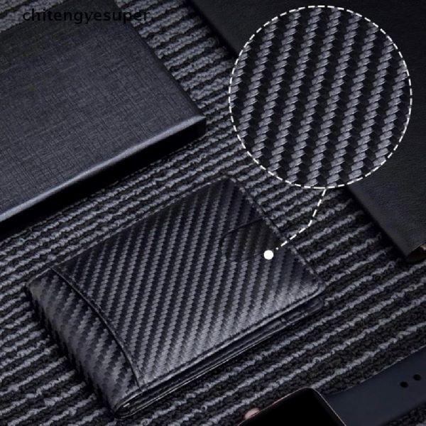 Ví da nam đựng thẻ từ tính Carbon Leather RFID Money Clip