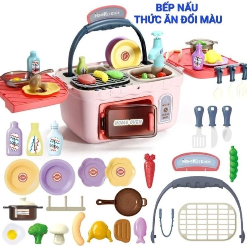 Bộ đồ chơi tủ bếp nướng BBQ dùng pin cho bé