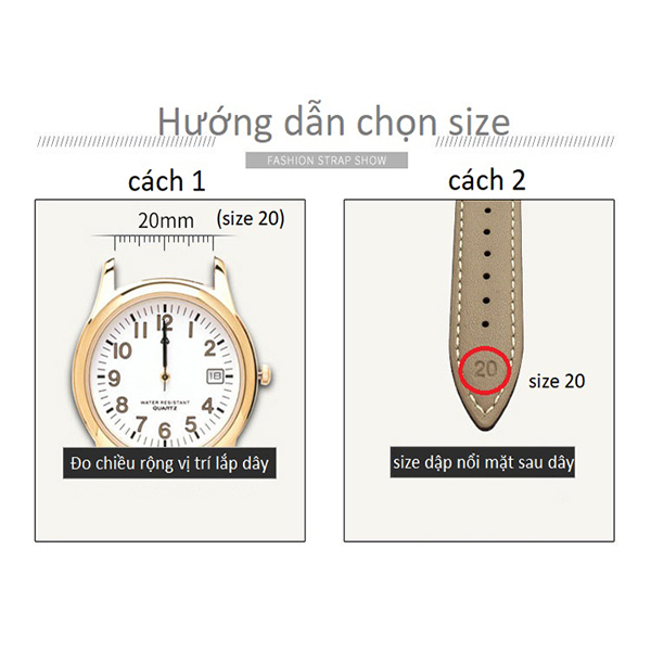 Bộ khóa dây đồng hồ đeo tay chất liệu da sang trọng, Màu đen - Size 18