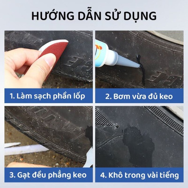 Keo dán sửa chữa lốp xe ô tô, xe máy chống mài mòn 