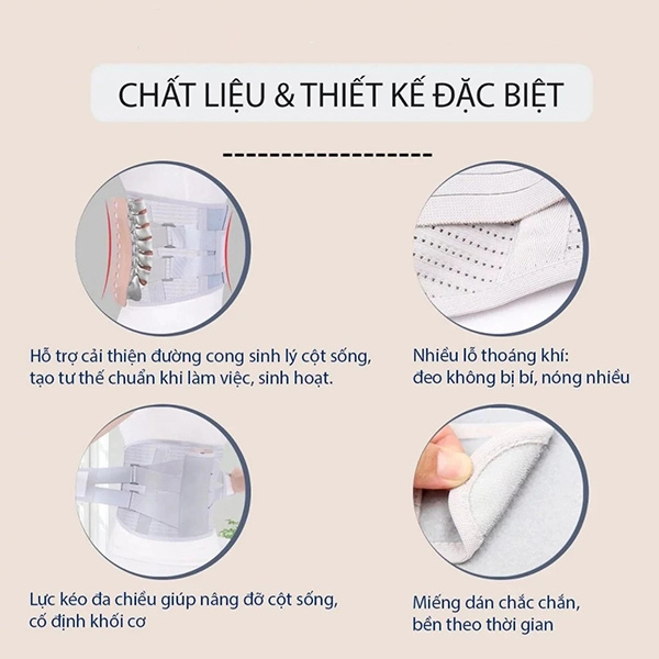 Đai đeo định hình cột sốt, khắc phục thoát vị đĩa đệm,  Đai 3 Thanh - Size S (Bụng < 80cm)