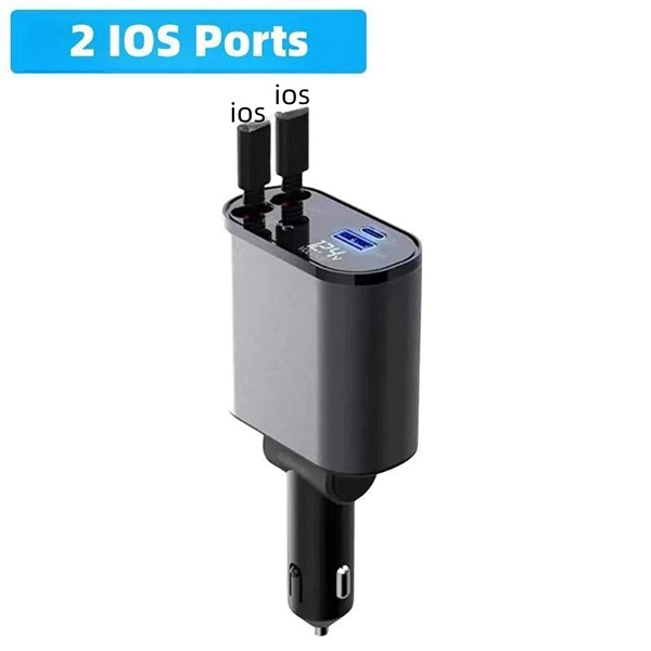 Bộ sạc ô tô sạc nhanh mọi thiết bị chất liệu cao cấp, 1 cổng lightning (iphone/IOS) + 1 cổng type C