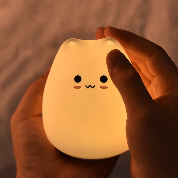 Đèn ngủ silicon đổi màu hình mèo dễ thương