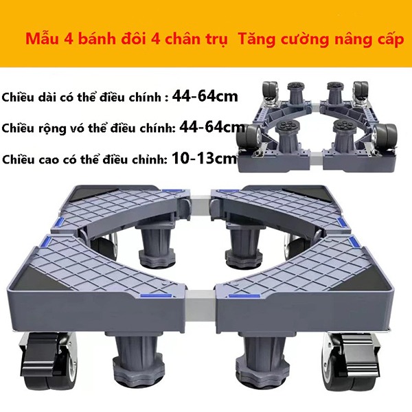 Chân kê máy giặt, tủ lạnh chống rung có 4 bánh xe loại tốt, chắc chắn