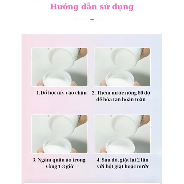 Bột tẩy trắng quần áo chuyên dụng an toàn cho da tay, 1 lọ