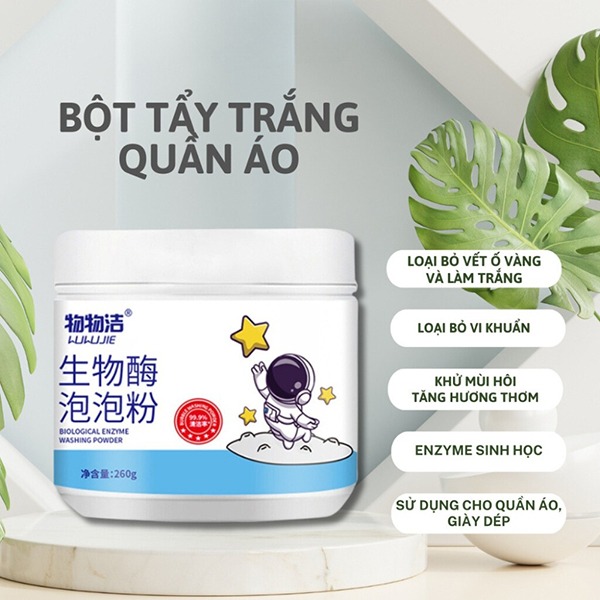 Bột tẩy trắng quần áo chuyên dụng an toàn cho da tay, 1 lọ