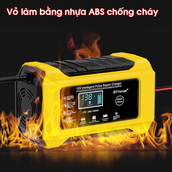 Sạc ắc quy đa năng 12V 6A, chống quá tải, tự động ngắt