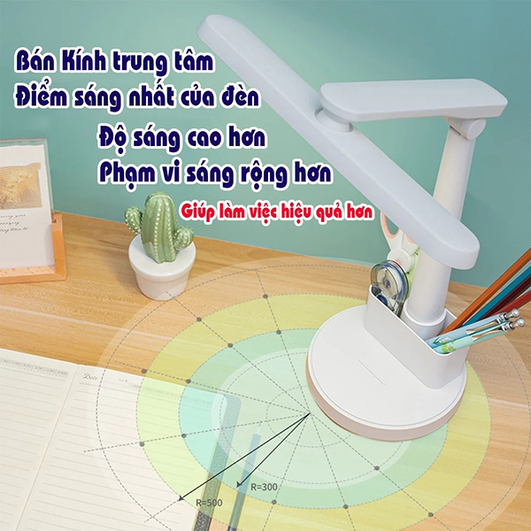 Đèn học để bàn chống cận có hộp đựng bút tiện lợi