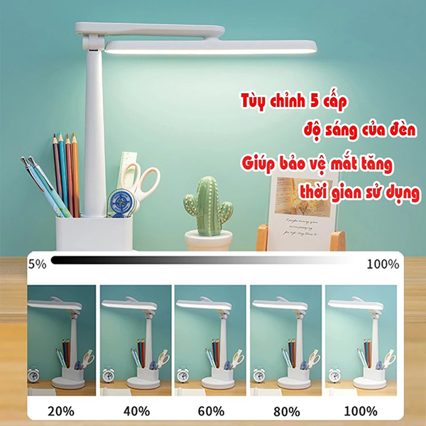 Đèn học để bàn chống cận có hộp đựng bút tiện lợi