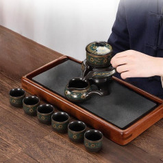 Bộ ấm chén trà đạo cối xay hoa văn cổ họa tiết sang trọng