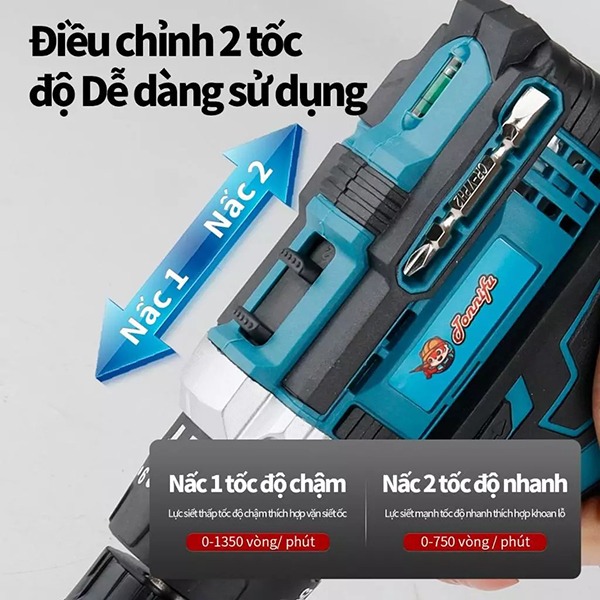 Máy khoan pin cầm tay 3 chức năng tiện lợi kèm hộp phụ kiện, Loại 1 pin