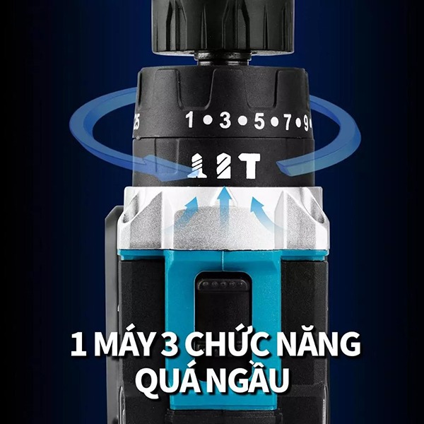 Máy khoan pin cầm tay 3 chức năng tiện lợi kèm hộp phụ kiện, Loại 1 pin