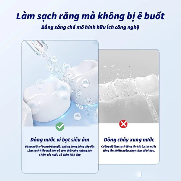 Máy tăm nước không dây dung tích 220ml kèm 4 đầu phun, dây sạc, Màu đen