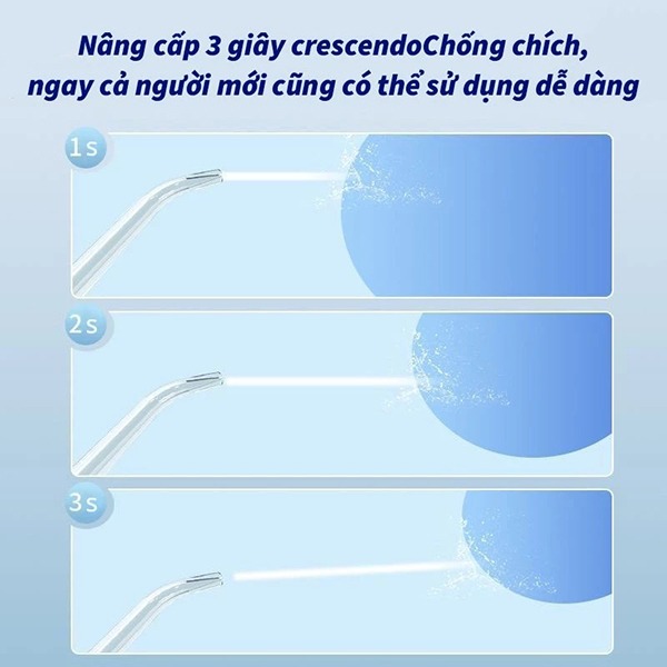 Máy tăm nước không dây dung tích 220ml kèm 4 đầu phun, dây sạc, Màu đen