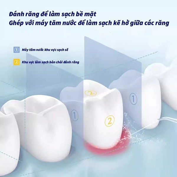 Máy tăm nước không dây dung tích 220ml kèm 4 đầu phun, dây sạc, Màu đen