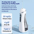 Máy tăm nước không dây dung tích 220ml kèm 4 đầu phun, dây sạc, Màu đen