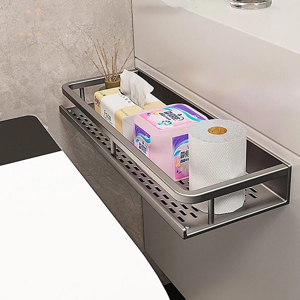 Kệ treo tường nhà bếp, phòng tắm, kệ để gia vị đa năng bằng nhôm không gỉ , Dài 40cm