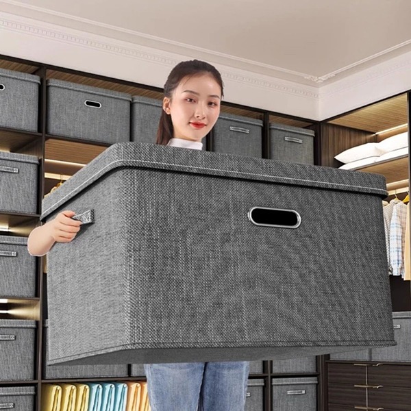 Hộp đựng quần áo bằng vải dày dặn có nắp đậy, quai cầm tiện lợi, Dung tích 40L (44*29*30cm)	