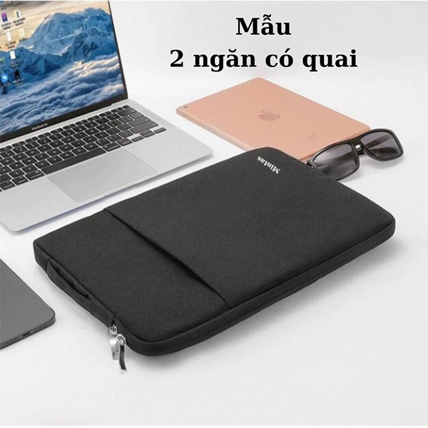 Túi chống sốc đựng laptop đệm dầy chống trầy xước, Màu đen - 13inch - 13.3inch