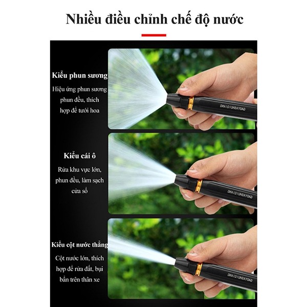 Đầu vòi xịt tăng áp rửa xe, tưới cây, diều chỉnh nhiều chế độ