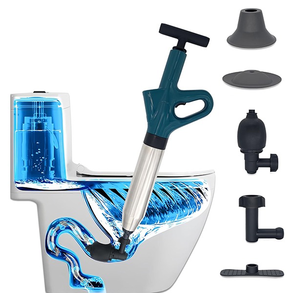 Dung cụ thông tắc bồn cầu ,cống nhà vệ sinh, bồn rửa chén bằng khí nén hiệu quả, Ống thép - Tay cong	