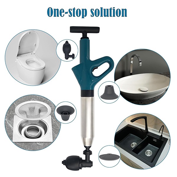 Dung cụ thông tắc bồn cầu ,cống nhà vệ sinh, bồn rửa chén bằng khí nén hiệu quả, Ống thép - Tay cong	