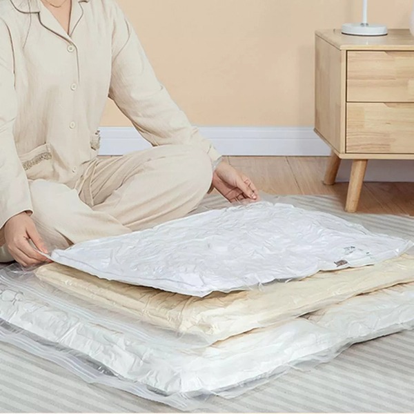 (Tặng bơm tay) Túi hút chân không đựng quần áo, chăn màn, khóa zip kín khí chống mốc, Combo 10 túi 40x60	