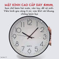 Đồng hồ treo tường 30cm Quartz kim trôi cao cấp, Màu đen viền vàng	
