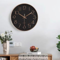 Đồng hồ treo tường 30cm Quartz kim trôi cao cấp, Màu đen viền vàng	
