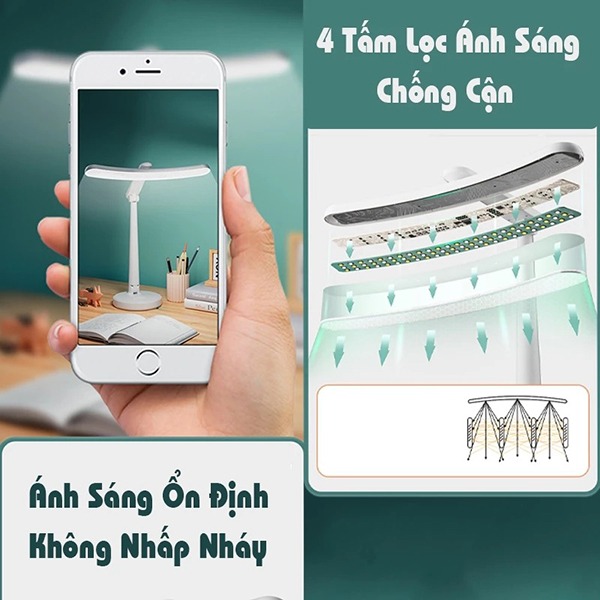 Đèn học chống cận, cảm ứng tiện lợi kèm bộ sạc đầy đủ, Loại 3600mah (gồm cả củ sạc)	