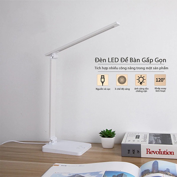 Đèn học để bàn chống cận siêu sáng điều khiển 3 mức sáng và 5 chế độ màu, Màu đen - Bản tiêu chuẩn cắm điện