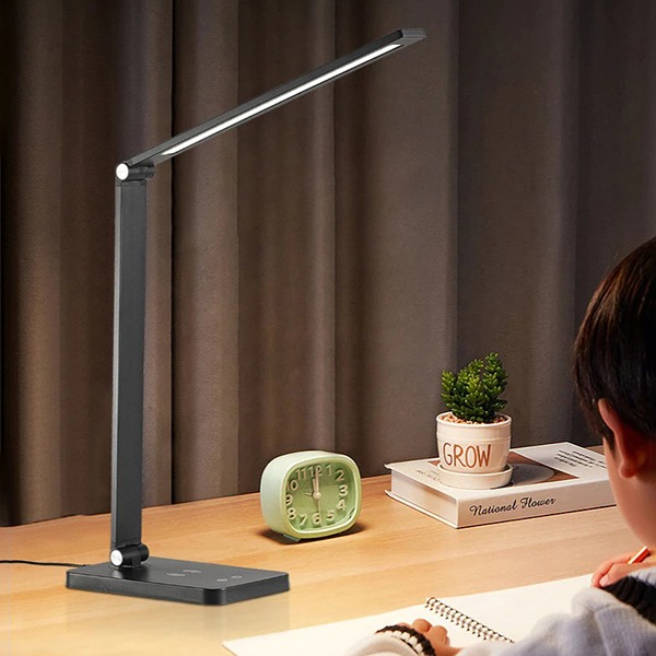 Đèn học để bàn chống cận siêu sáng điều khiển 3 mức sáng và 5 chế độ màu, Màu đen - Bản tiêu chuẩn cắm điện