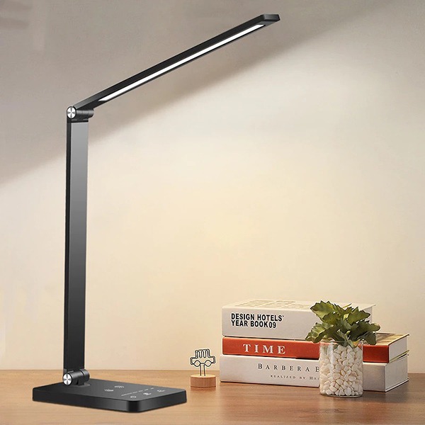 Đèn học để bàn chống cận siêu sáng điều khiển 3 mức sáng và 5 chế độ màu, Màu đen - Bản tiêu chuẩn cắm điện