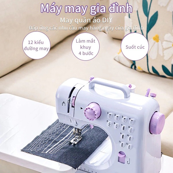 Máy may gia đình đa năng 12 kiểu may nhỏ gọn, dễ sử dụng