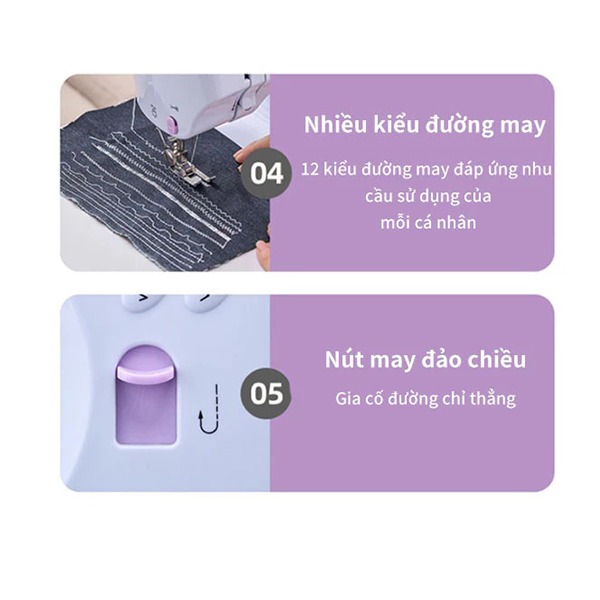 Máy may gia đình đa năng 12 kiểu may nhỏ gọn, dễ sử dụng
