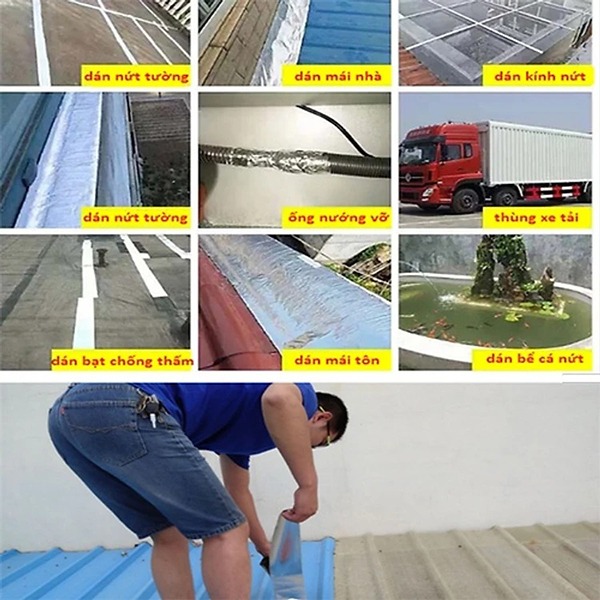 Keo chống thấm Nhật Bản dán mái tôn, tường nhà, ống nước chuyên dụng, Nano Top One 5cm	